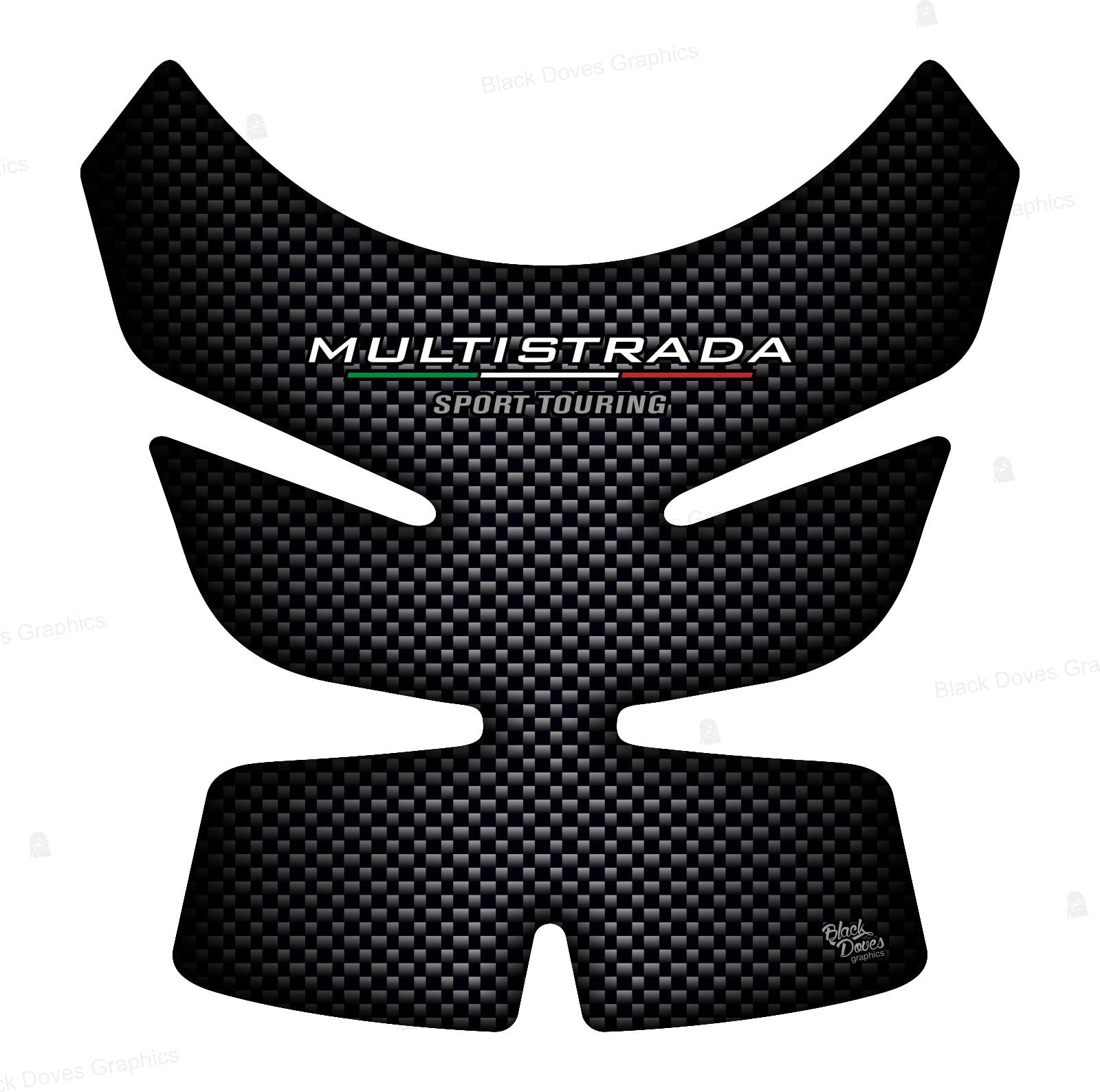 Tankpad Tankpad Aufkleber Harz kompatibel mit Motorrad DUCATI MULTISTRADA 950 1200 1260 2015-2020 (Klar-Carbon) von BLACK DOVES GRAPHICS