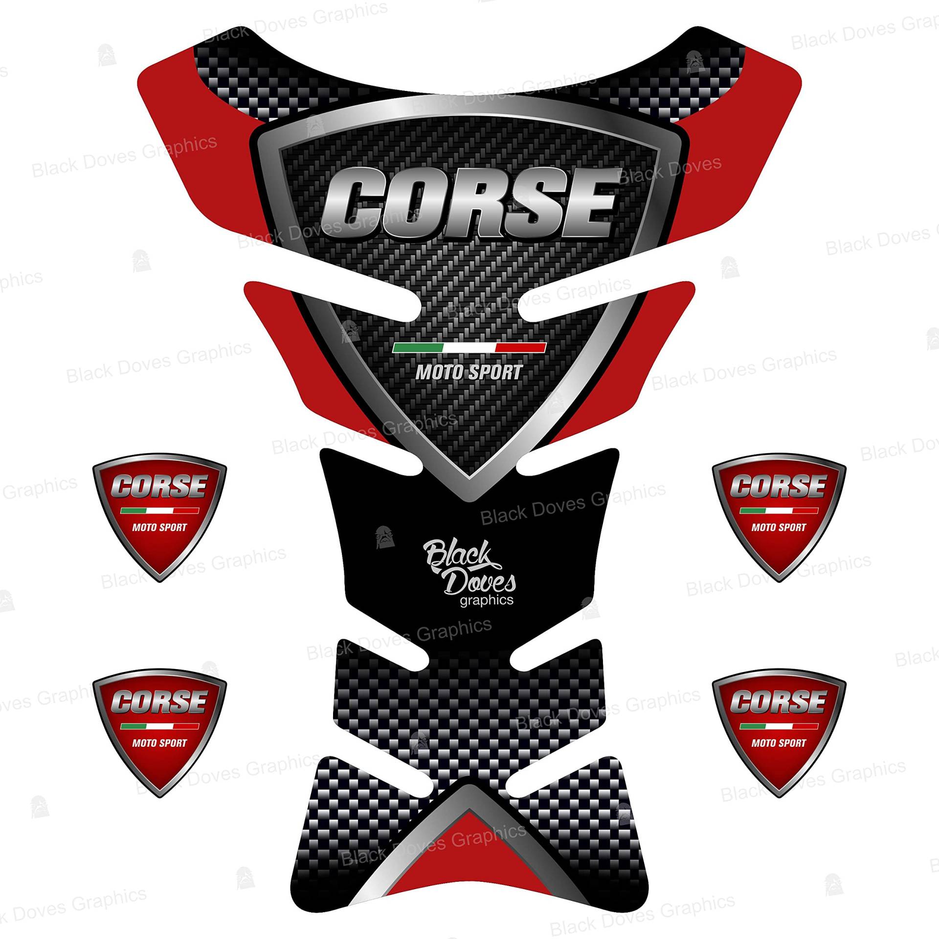 Tankpad aus Harz, kompatibel mit Motorrad Ducati Corse Tank Pad von BLACK DOVES GRAPHICS