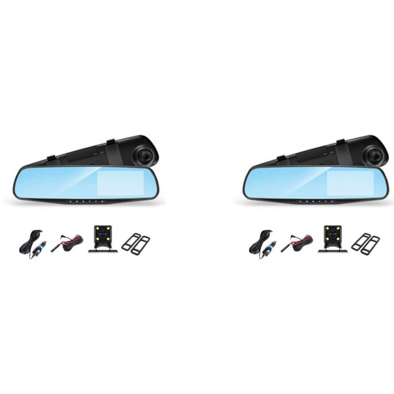 BLASHRD 2Satz 4,3-Auto-DVR-Rückspiegel-Fahrvideorecorder mit Objektiven Dashcam 1080P IPS Front- und Rückkamera Dashcam von BLASHRD