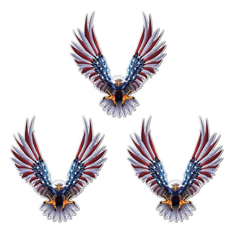 BLASHRD 3X Auto Aufkleber Fliegender Auto Truck USA Eagle Hustier Flag Aufkleber Haube Aufkleber von BLASHRD