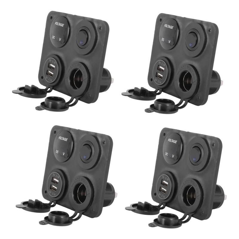 BLASHRD 4X 4 Funktionsfeld Dual USB Ladegeraet Gruene LED Volt 12 V Steckdose EIN-AUS Schalter von BLASHRD
