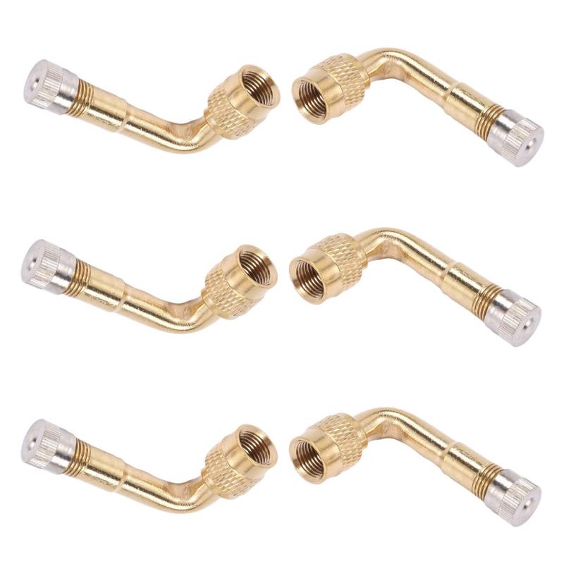 BLASHRD 6 Pcs Ventilverlaengerung Ventil Verlaengerung Adapter Reifen 90 Grad Gebogen Metall Fuer Fahrrad Motorrad Scooter von BLASHRD