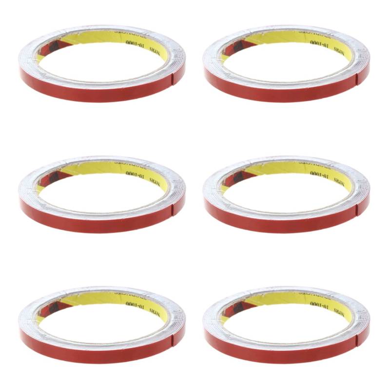 BLASHRD 6X Dauerhafte Doppelseitige Super Klebrige Schaum-Bandrolle für Fahrzeug-Auto, Rotes 8mm x 3Meter von BLASHRD