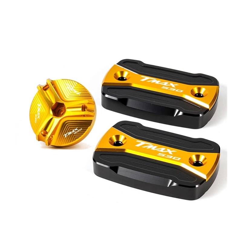 Motorrad Bremsflüssigkeitsbehälter Abdeckung Brems Flüssigkeit Kraftstoff Reservoir Tank Brems Pumpe Abdeckung Geeignet Für TMAX 530 SX DX 2012-2019(3 Gold) von BLBLXQBL