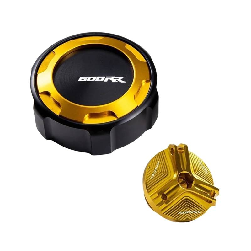 Motorrad Bremsflüssigkeitsbehälter Abdeckung Geeignet Für CBR 600 RR2007-2023 Vorderradbremsflüssigkeitsbehälterdeckel Und Motoröl-Einfüllöffnung(2 Gold) von BLBLXQBL