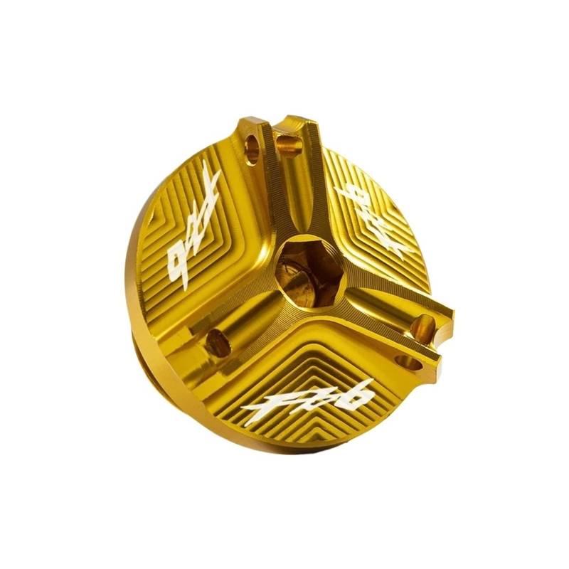 Motorrad Bremsflüssigkeitsbehälter Abdeckung Geeignet Für FZ6 N/R/S Vordere Bremsflüssigkeitsbehälterkappe Und Motorfüllkappe(M27 Gold) von BLBLXQBL