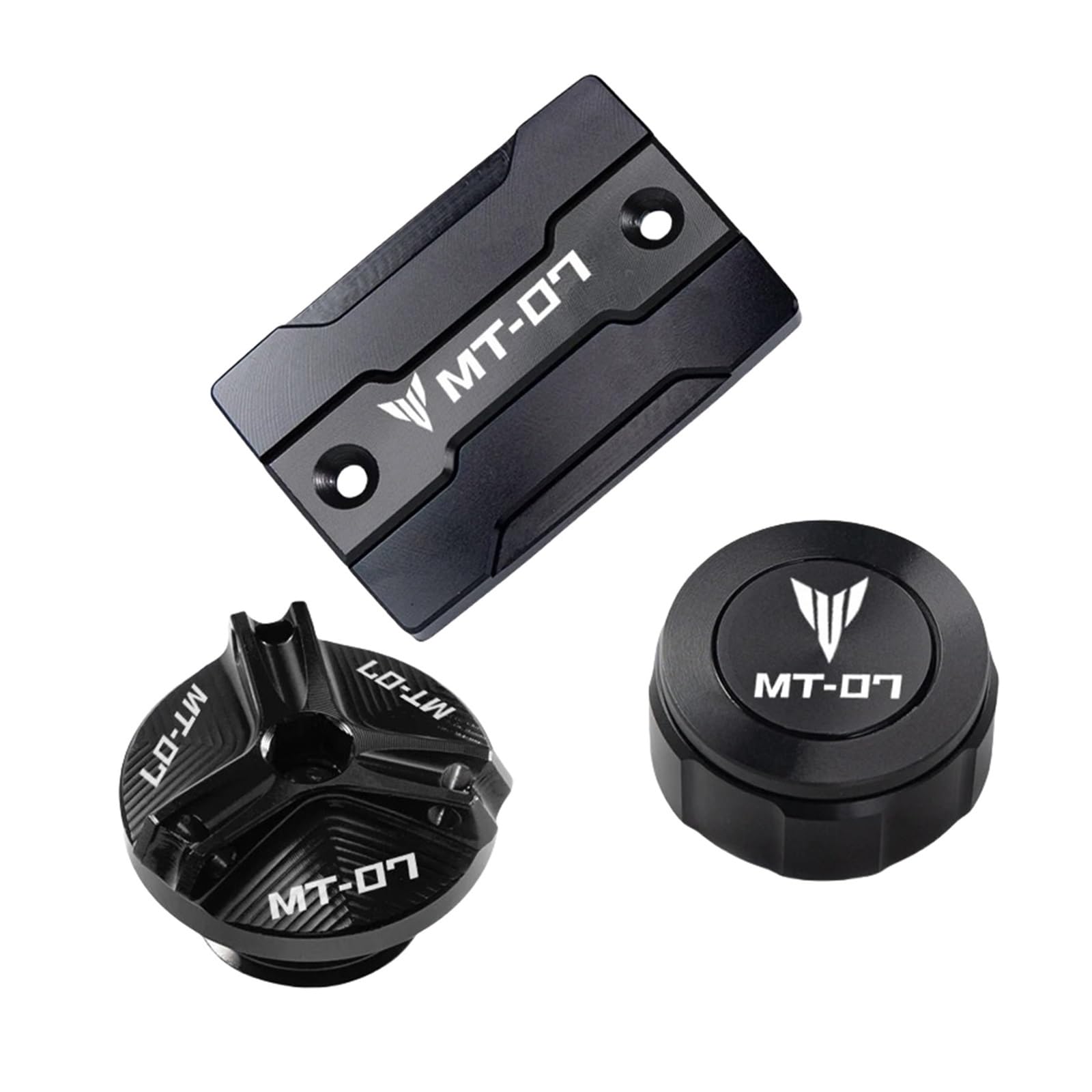 Motorrad Bremsflüssigkeitsbehälter Abdeckung Geeignet Für MT 07 2014–2022 Vordere Und Hintere Bremsflüssigkeitsölabdeckung.(3 Black) von BLBLXQBL