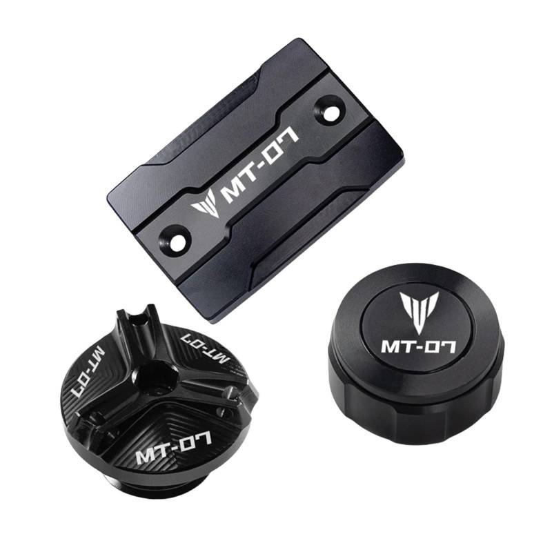 Motorrad Bremsflüssigkeitsbehälter Abdeckung Geeignet Für MT 07 2014–2022 Vordere Und Hintere Bremsflüssigkeitsölabdeckung.(3 Black) von BLBLXQBL
