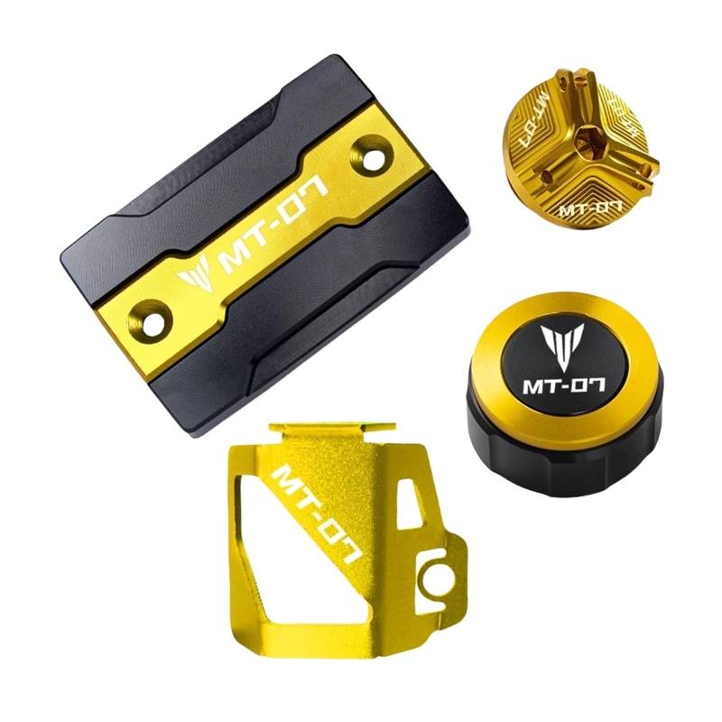 Motorrad Bremsflüssigkeitsbehälter Abdeckung Geeignet Für MT 07 2014–2022 Vordere Und Hintere Bremsflüssigkeitsölabdeckung.(4 Gold) von BLBLXQBL