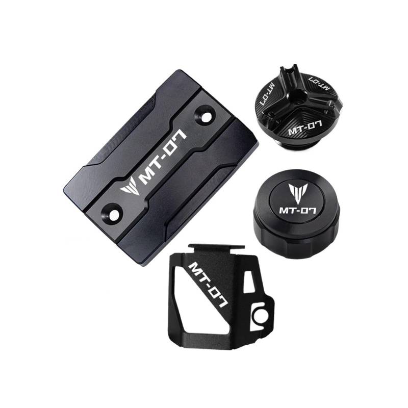 Motorrad Bremsflüssigkeitsbehälter Abdeckung Geeignet Für MT07 2014-2023 Vorder Und Hinterradbremse Kraftstofföldeckel Schutzhülle(4 Black) von BLBLXQBL