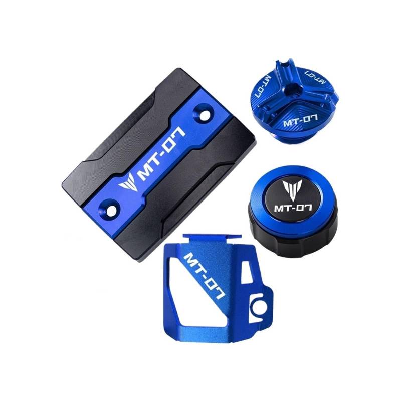 Motorrad Bremsflüssigkeitsbehälter Abdeckung Geeignet Für MT07 2014-2023 Vorder Und Hinterradbremse Kraftstofföldeckel Schutzhülle(4 Blue) von BLBLXQBL