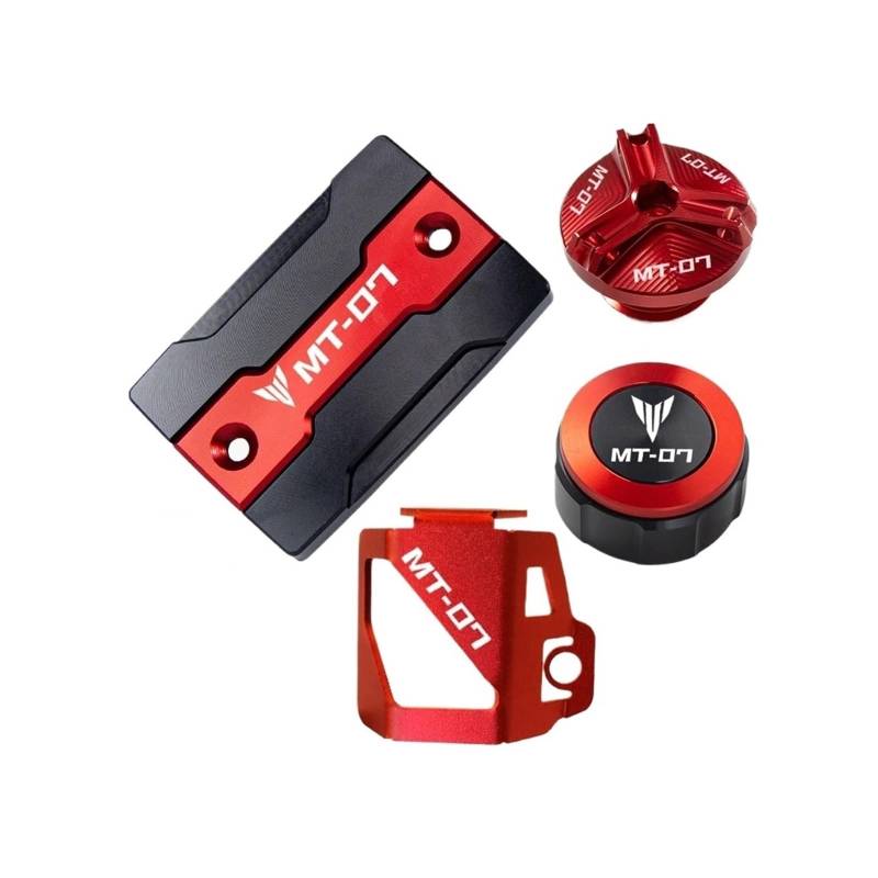 Motorrad Bremsflüssigkeitsbehälter Abdeckung Geeignet Für MT07 2014-2023 Vorder Und Hinterradbremse Kraftstofföldeckel Schutzhülle(4 red) von BLBLXQBL