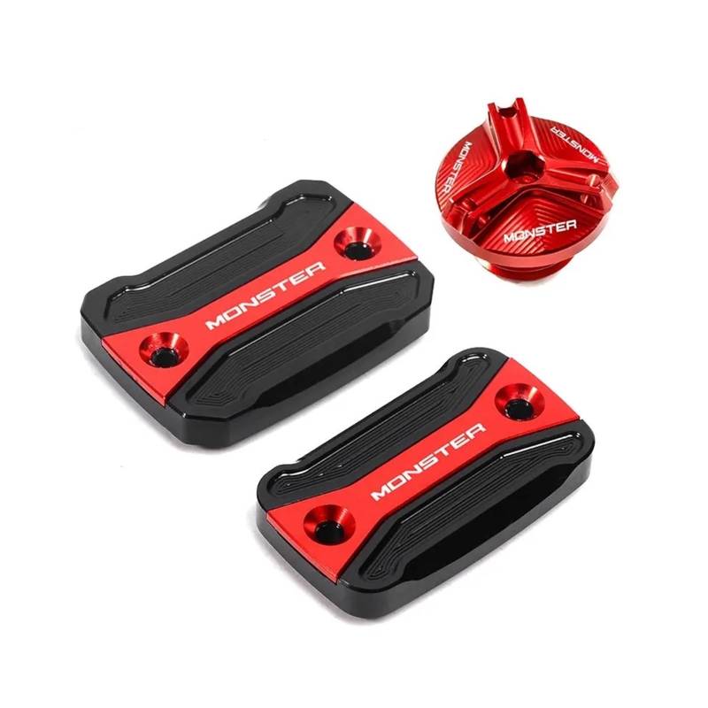 Motorrad Bremsflüssigkeitsbehälter Abdeckung Geeignet Für Monster 796 696 695 Vorne Kupplung Bremse Flüssigkeit Reservoir Motor Stecker Öl Abdeckung(3 red) von BLBLXQBL
