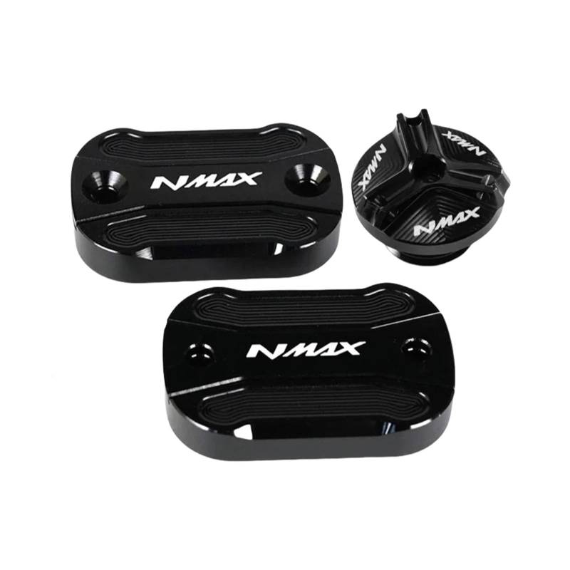 Motorrad Bremsflüssigkeitsbehälter Abdeckung Geeignet Für NMAX 155 125 2015-2024 Vorne Hinten Brems Kraftstoff Tank Caps Füllstoff Abdeckung(3 Black) von BLBLXQBL