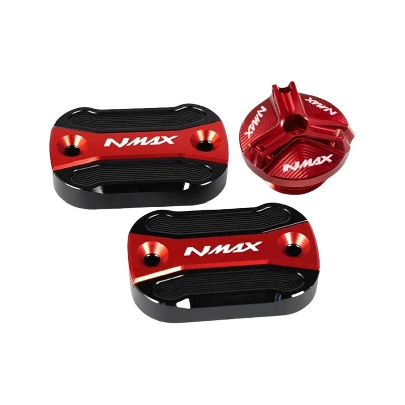 Motorrad Bremsflüssigkeitsbehälter Abdeckung Geeignet Für NMAX 155 125 2015-2024 Vorne Hinten Brems Kraftstoff Tank Caps Füllstoff Abdeckung(3 Red) von BLBLXQBL