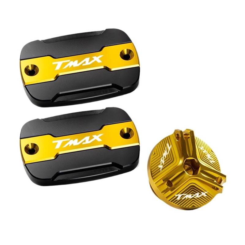Motorrad Bremsflüssigkeitsbehälter Abdeckung Geeignet Für TMAX 500 530 SX DX 560 Brems Flüssigkeit Bremse Öl Tank Abdeckung(3 Gold) von BLBLXQBL