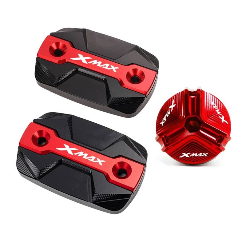 Motorrad Bremsflüssigkeitsbehälter Abdeckung Geeignet Für XMAX300 X-MAX 250 2017-2023 Vorne Brems Flüssigkeit Motor Öl Füllstoff Abdeckung(3 Red) von BLBLXQBL