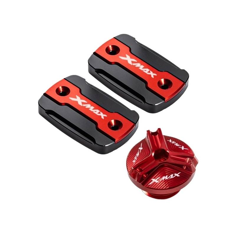 Motorrad Bremsflüssigkeitsbehälter Abdeckung Geeignet Für Xmax 250 300 2017-2023 Brems Flüssigkeit Tank Flüssigkeit Reservoir Abdeckung(3 red) von BLBLXQBL