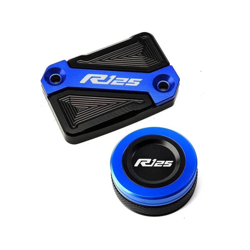 Motorrad Bremsflüssigkeitsbehälter Abdeckung Geeignet Für YZF R125 2008-2024 Vorne Hinten Brems Flüssigkeit Reservoir Zylinder Abdeckung(2 Blue) von BLBLXQBL
