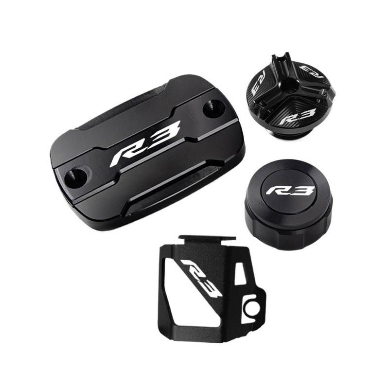 Motorrad Bremsflüssigkeitsbehälter Abdeckung Geeignet Für YZF-R3 2015-2022 Vorder Und Hinterradbremsölabdeckungsschutz(4 Black) von BLBLXQBL