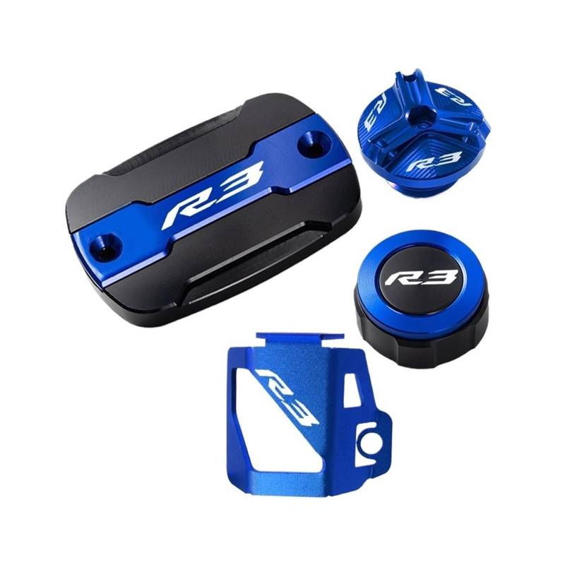 Motorrad Bremsflüssigkeitsbehälter Abdeckung Geeignet Für YZF-R3 2015-2022 Vorder Und Hinterradbremsölabdeckungsschutz(4 Blue) von BLBLXQBL