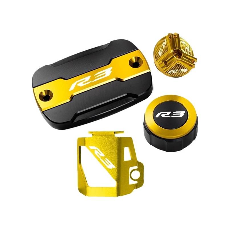 Motorrad Bremsflüssigkeitsbehälter Abdeckung Geeignet Für YZF-R3 2015-2022 Vorder Und Hinterradbremsölabdeckungsschutz(4 Gold) von BLBLXQBL