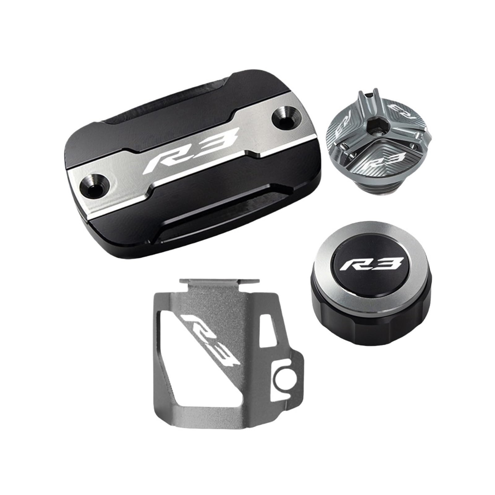 Motorrad Bremsflüssigkeitsbehälter Abdeckung Geeignet Für YZF-R3 2015-2022 Vorder Und Hinterradbremsölabdeckungsschutz(4 Titanium) von BLBLXQBL