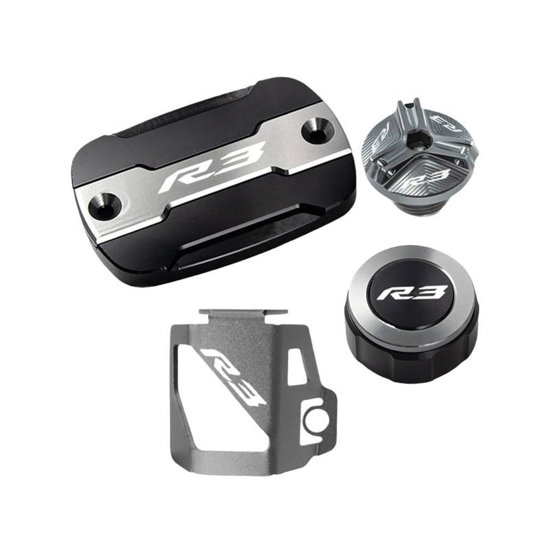 Motorrad Bremsflüssigkeitsbehälter Abdeckung Geeignet Für YZF-R3 2015-2022 Vorder Und Hinterradbremsölabdeckungsschutz(4 Titanium) von BLBLXQBL