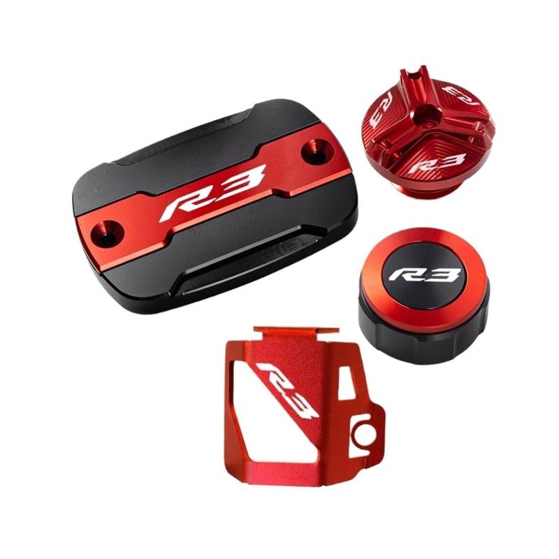 Motorrad Bremsflüssigkeitsbehälter Abdeckung Geeignet Für YZF-R3 2015-2022 Vorder Und Hinterradbremsölabdeckungsschutz(4 red) von BLBLXQBL