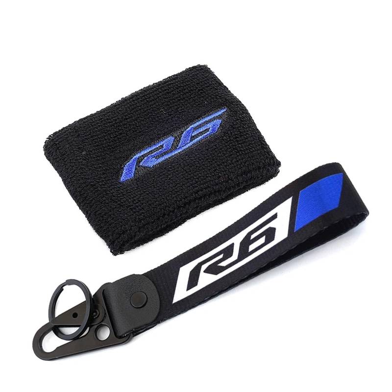 Motorrad Bremsflüssigkeitsbehälter Abdeckung Geeignet Für YZF R6 Front Brake Reservoir Socke Mantel Ärmel Schlüsselanhänger(1 Set-Blue) von BLBLXQBL