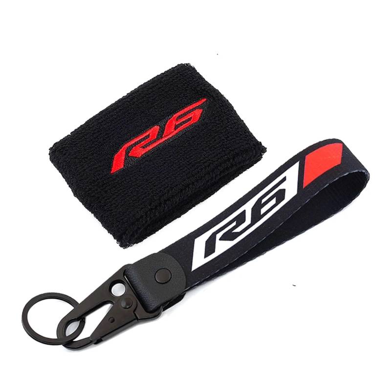 Motorrad Bremsflüssigkeitsbehälter Abdeckung Geeignet Für YZF R6 Front Brake Reservoir Socke Mantel Ärmel Schlüsselanhänger(1 Set-Red) von BLBLXQBL