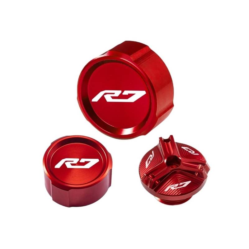 Motorrad Bremsflüssigkeitsbehälter Abdeckung Geeignet Für YZF R7 2021-2024 Vorder Und Hinterradbremskraftstofftankabdeckung(3 red) von BLBLXQBL