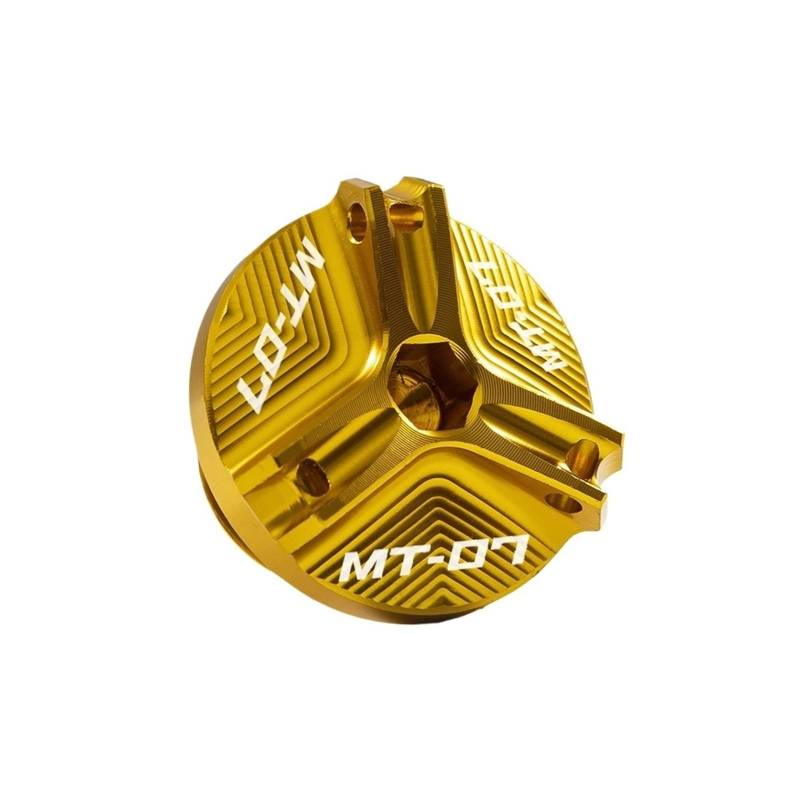 Motorrad Bremsflüssigkeitsbehälter Abdeckung Kraftstoffabdeckung Für Vorder- Und Hinterradbremse, Passend Für MT 07 2014–2023(M27 Gold) von BLBLXQBL