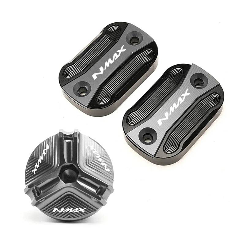 Motorrad Bremsflüssigkeitsbehälter Abdeckung Motorrad Vorne Brems Flüssigkeit Reservoir Motor Füllstoff Abdeckung Geeignet Für NMAX 155 125 2015-2025(3 Grey) von BLBLXQBL