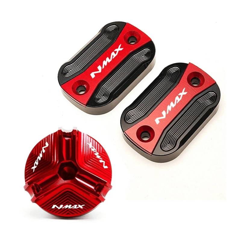 Motorrad Bremsflüssigkeitsbehälter Abdeckung Motorrad Vorne Brems Flüssigkeit Reservoir Motor Füllstoff Abdeckung Geeignet Für NMAX 155 125 2015-2025(3 Red) von BLBLXQBL