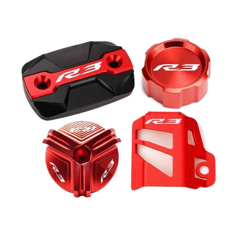 Motorrad Bremsflüssigkeitsbehälter Abdeckung Motorrad Vorne Hinten Brems Flüssigkeit Reservoir Abdeckung Schutz Geeignet Für YZF R3 2015-2024(Red) von BLBLXQBL