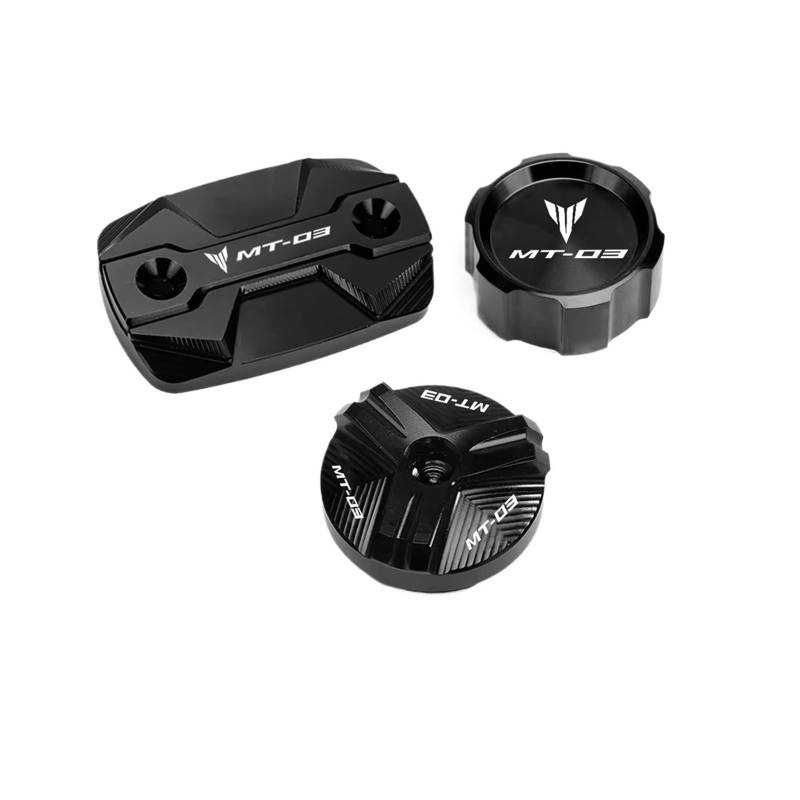 Motorrad Bremsflüssigkeitsbehälter Abdeckung Suitable for MT 03 2015-2024 Front Rear Brake Fluid Cylinder Master Reservoir Cover(3-Black) von BLBLXQBL