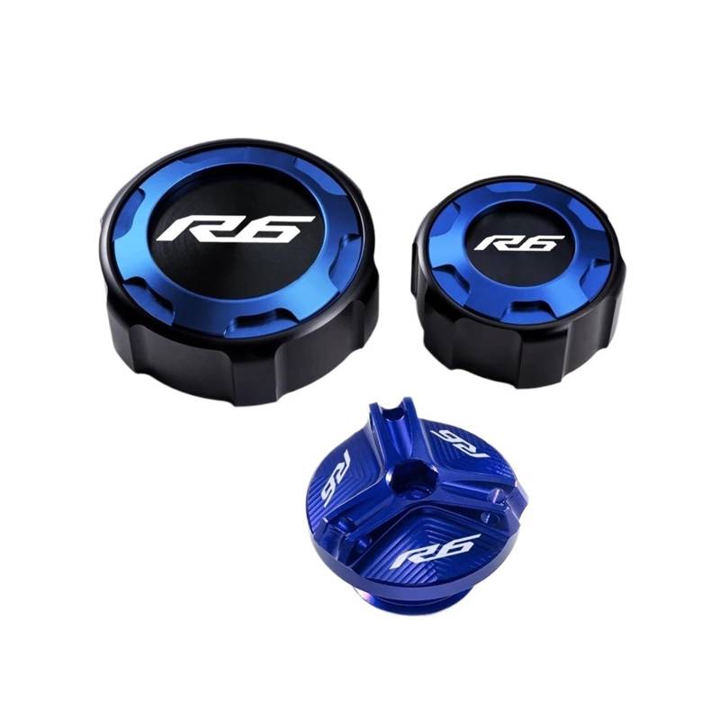 Motorrad Bremsflüssigkeitsbehälter Abdeckung Vordere Und Hintere Bremsflüssigkeitsöl-Flüssigkeitsabdeckung Passend Für YZF R6 2010-2023(3 Blue) von BLBLXQBL