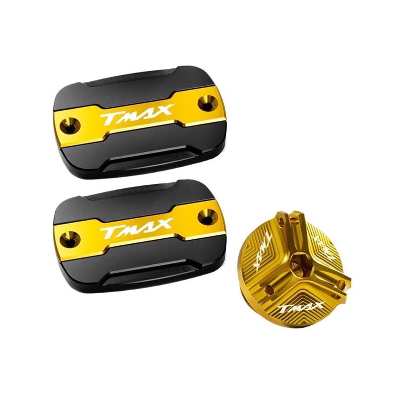Motorrad Bremsflüssigkeitsbehälter Abdeckung Vorne Brems Flüssigkeit Bremse Tank Kappe Und Füllstoff Abdeckung Geeignet Für TMAX 500 560 TMax530 SX DX(3 Gold) von BLBLXQBL