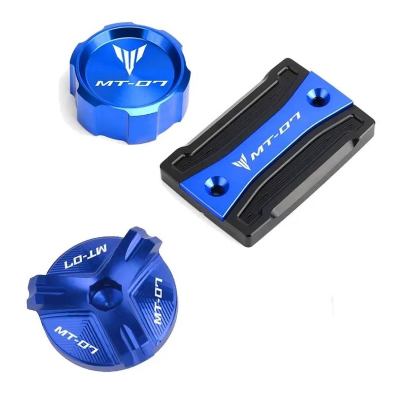 Motorrad Bremsflüssigkeitsbehälter Abdeckung Vorne Hinten Brems Flüssigkeit Reservoir Motor Öl Abdeckung Geeignet Für MT 07 2014-2024(3-Blue) von BLBLXQBL