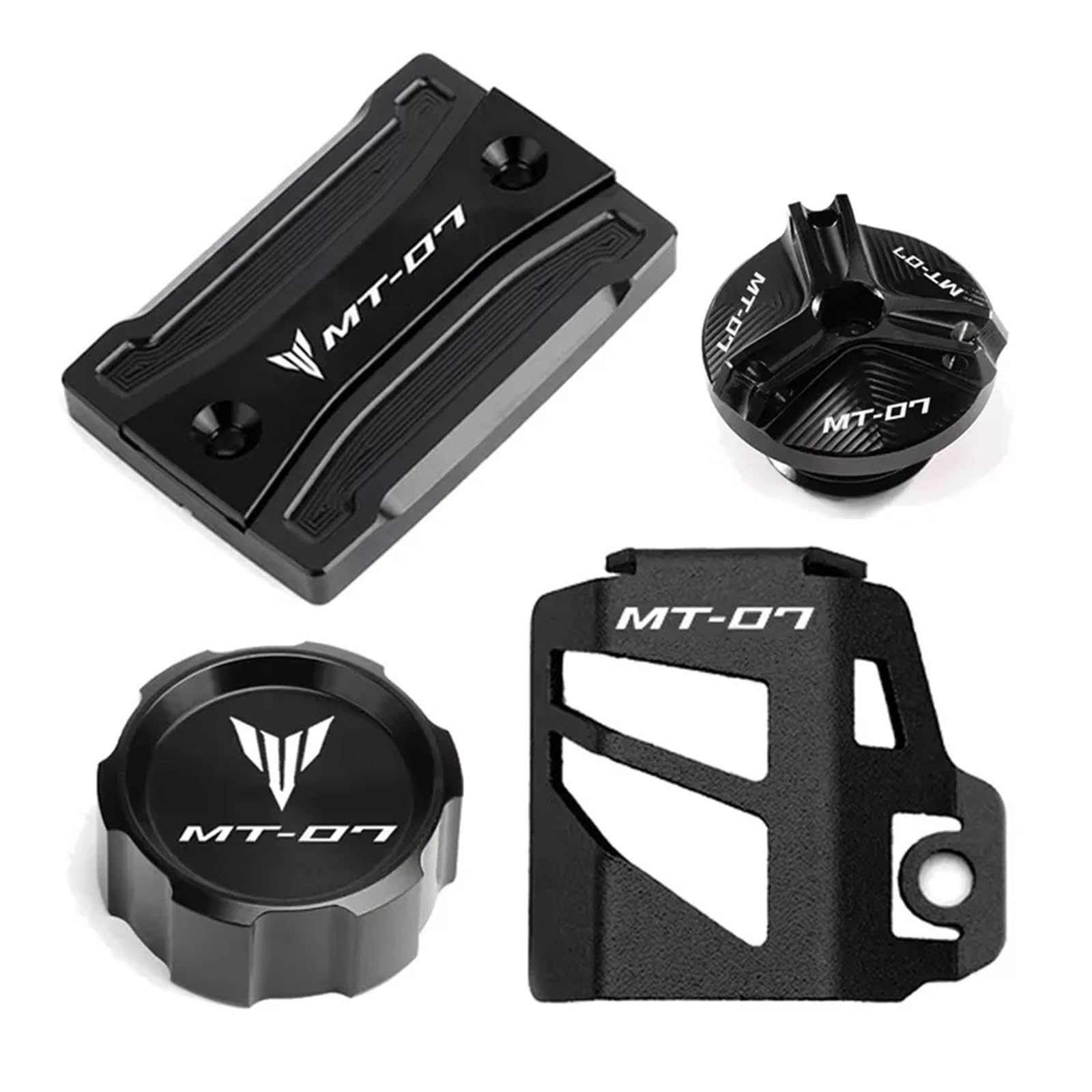 Motorrad Bremsflüssigkeitsbehälter Abdeckung Vorne Hinten Brems Flüssigkeit Reservoir Motor Öl Abdeckung Geeignet Für MT 07 2014-2024(4-Black) von BLBLXQBL