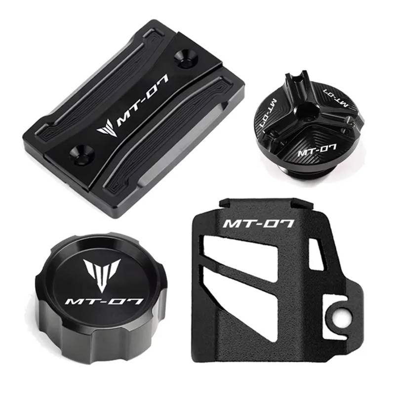 Motorrad Bremsflüssigkeitsbehälter Abdeckung Vorne Hinten Brems Flüssigkeit Reservoir Motor Öl Abdeckung Geeignet Für MT 07 2014-2024(4-Black) von BLBLXQBL
