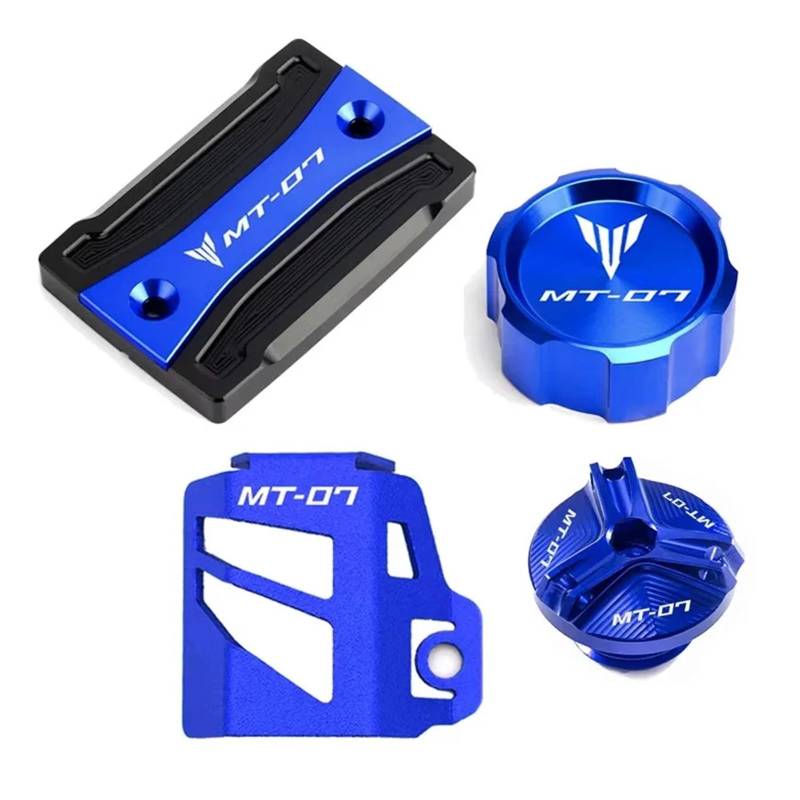 Motorrad Bremsflüssigkeitsbehälter Abdeckung Vorne Hinten Brems Flüssigkeit Reservoir Motor Öl Abdeckung Geeignet Für MT 07 2014-2024(4-Blue) von BLBLXQBL