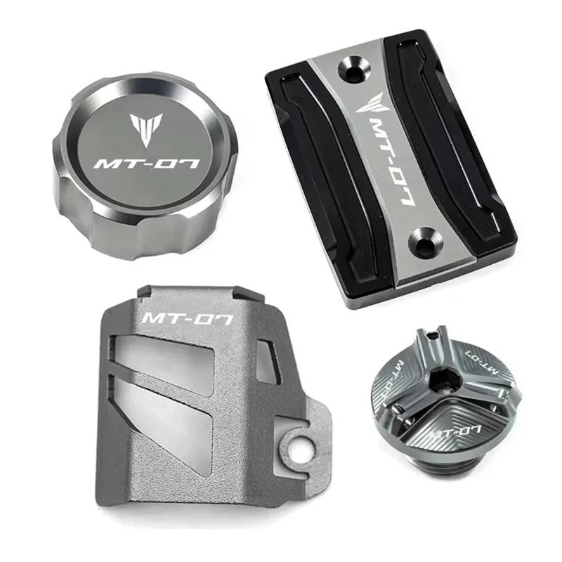Motorrad Bremsflüssigkeitsbehälter Abdeckung Vorne Hinten Brems Flüssigkeit Reservoir Motor Öl Abdeckung Geeignet Für MT 07 2014-2024(4-Grey) von BLBLXQBL