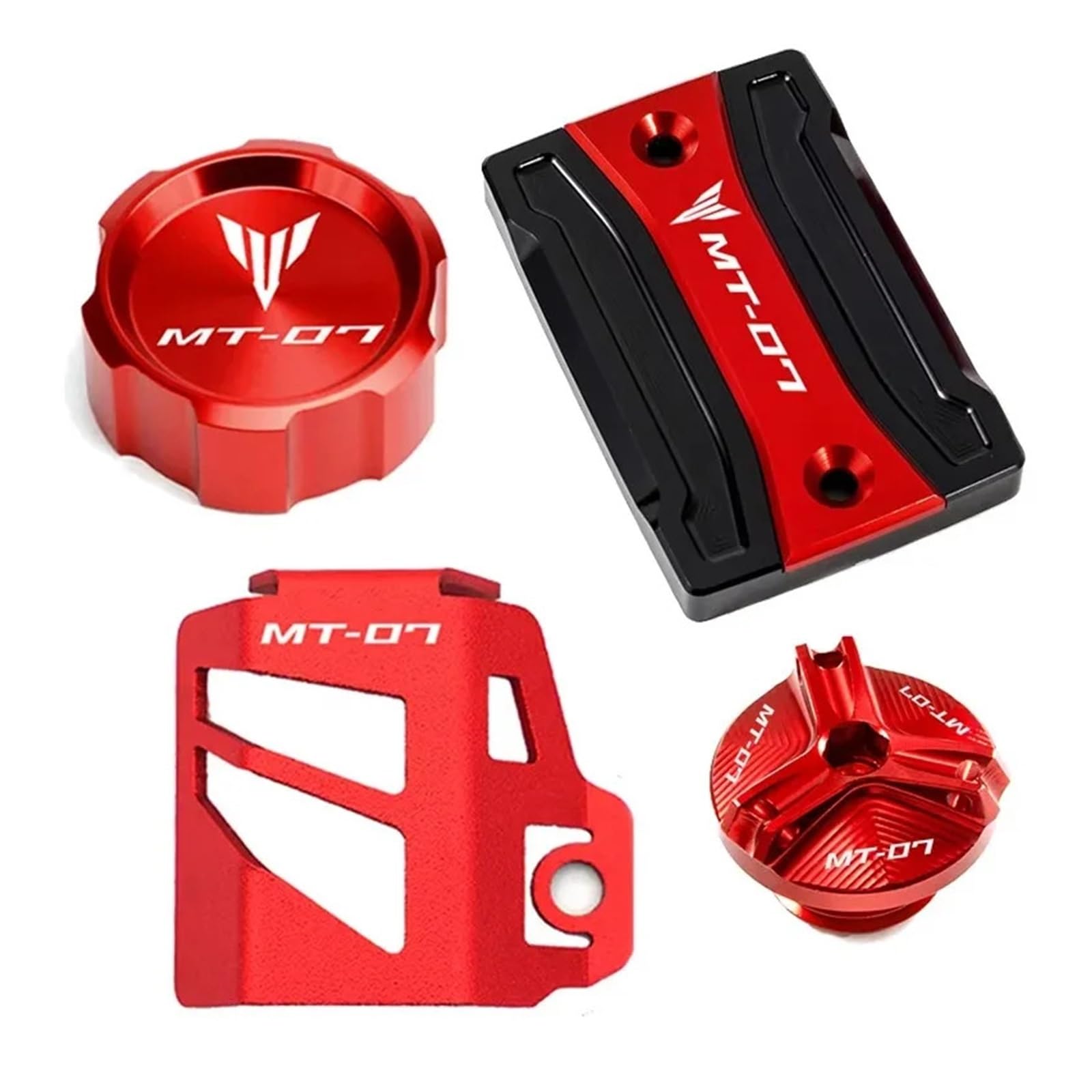 Motorrad Bremsflüssigkeitsbehälter Abdeckung Vorne Hinten Brems Flüssigkeit Reservoir Motor Öl Abdeckung Geeignet Für MT 07 2014-2024(4-Red) von BLBLXQBL