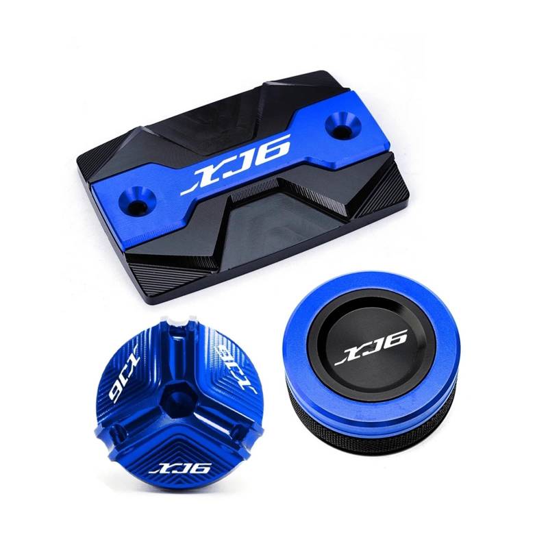 Motorrad Bremsflüssigkeitsbehälter Abdeckung Vorne Und Hinten Bremsflüssigkeitsbehälter Passend Für XJ6 F/N 2010–2014 Motoröl-Einfülldeckel(3 Blue) von BLBLXQBL