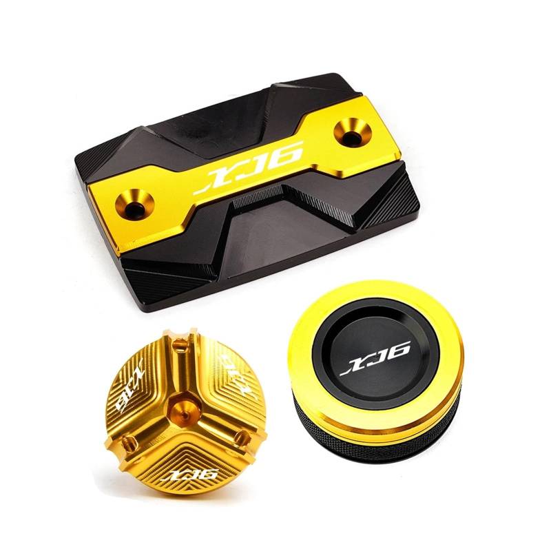 Motorrad Bremsflüssigkeitsbehälter Abdeckung Vorne Und Hinten Bremsflüssigkeitsbehälter Passend Für XJ6 F/N 2010–2014 Motoröl-Einfülldeckel(3 Gold) von BLBLXQBL