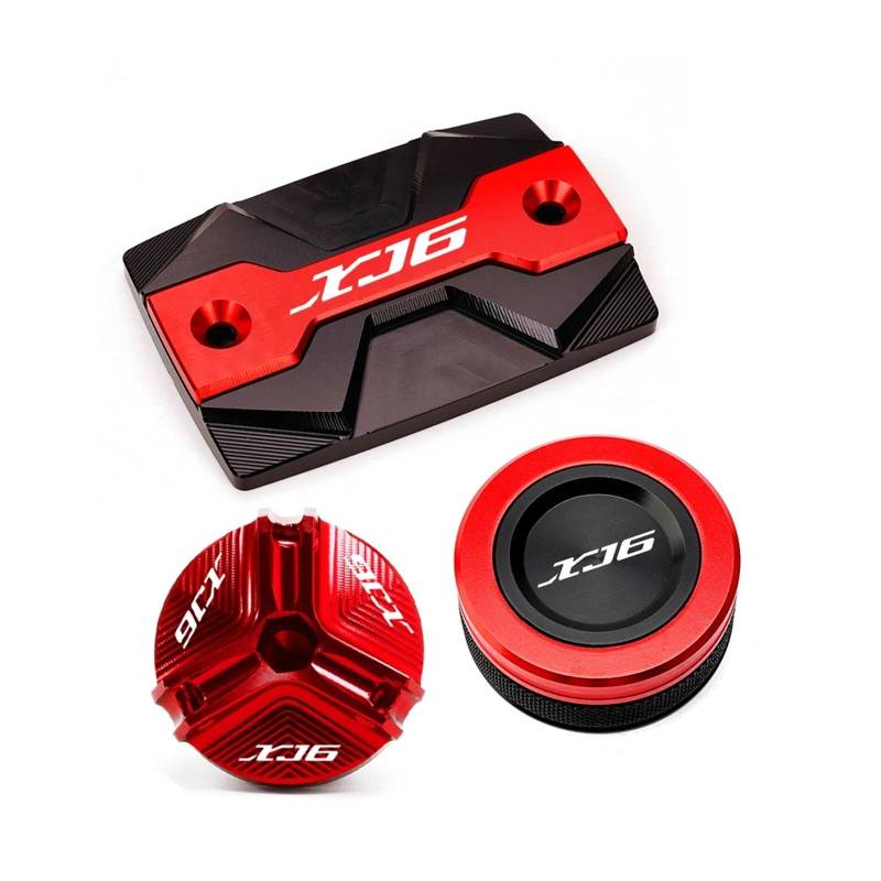 Motorrad Bremsflüssigkeitsbehälter Abdeckung Vorne Und Hinten Bremsflüssigkeitsbehälter Passend Für XJ6 F/N 2010–2014 Motoröl-Einfülldeckel(3 Red) von BLBLXQBL
