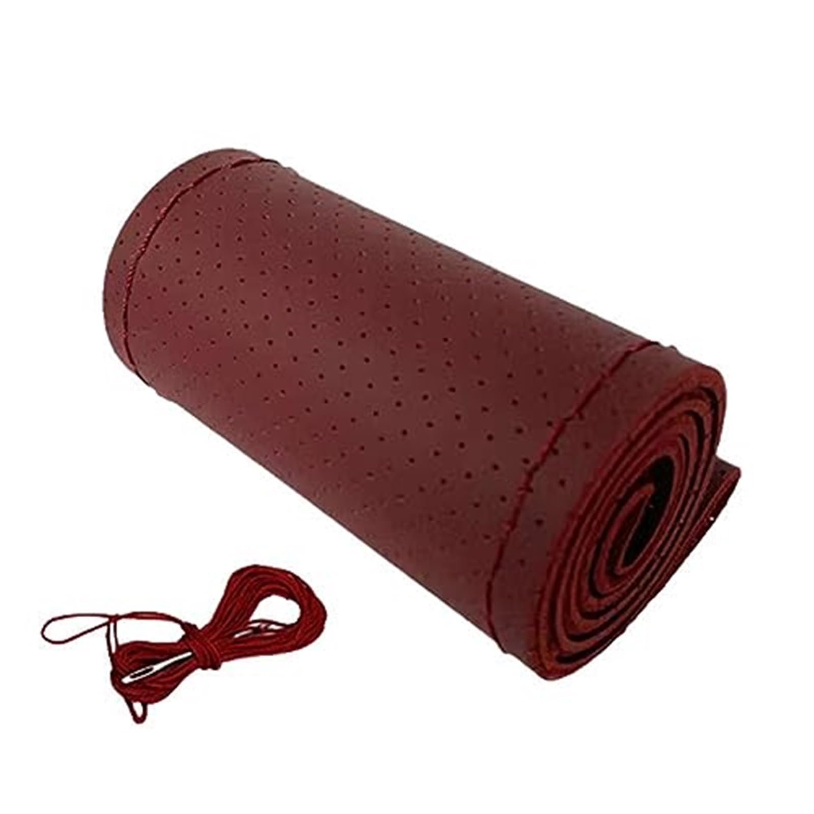 Lenkradschutz Echtleder-Lenkradbezug mit Nadeln, Fadengeflecht, 37–38 cm, Rindslederschutz, Lenkradschlupf Auto-Lenkradbezug(Wine red) von BLBNEZBZTY
