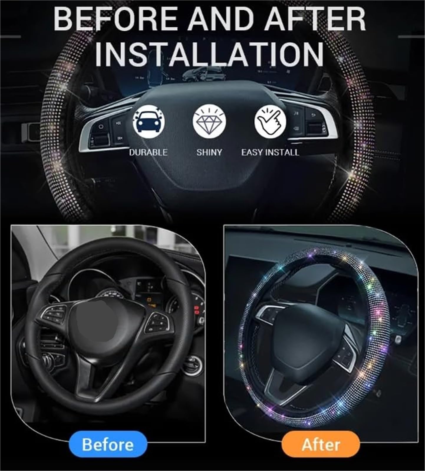 Lenkradschutz Für A3 für A4 für A6 für A6 für Etron für A8 für Rs 3/Rs 4/Rs 6/S3/S4/S6/S8 Universal Crystal Lenkradabdeckung Auto-Lenkradbezug(H Green) von BLBNEZBZTY